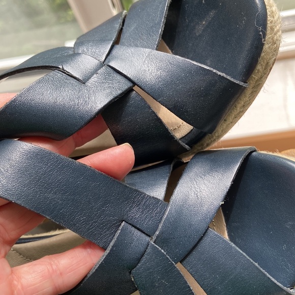 LandsEnd Navy Wedge Sandals - Picture 11 of 12